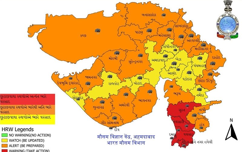સૌરાષ્ટ્રમાં સાર્વત્રિક વરસાદ :- વંથલીમાં ૧૪ ઇંચ, વિસાવદરમાં ૧૩ ઇંચ અને જૂનાગઢ શહેરમાં ૧૨ ઇંચ વરસાદ