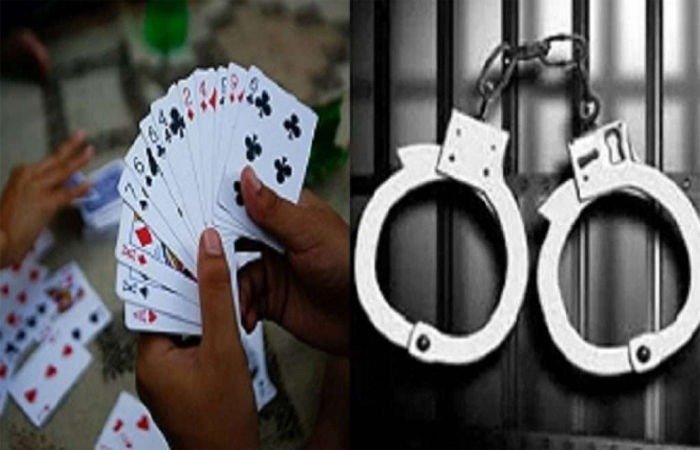 વાડીમાં પ્લાસ્ટીકનો તંબુ બનાવી જુગાર રમતા ૭ શખ્સો ઝડપાયા