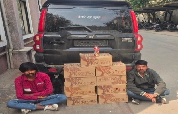 કવાડવા રોડ પર સ્કોર્પિયોમાંથી 216 ટીન બિયર સાથે બે બુટલેગર ઝડપાયા