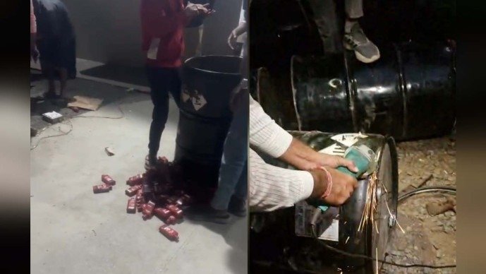 વિરપુરમાં લોખંડના બેરલમાં છુપાવાયેલો વિદેશી શરાબનો મોટો જથ્થો ઝડપાયો