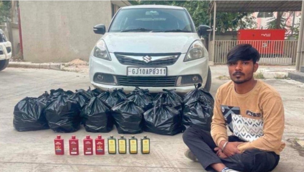 દારૂની હેરાફેરીનો ભાંડાફોડ: સ્વીફ્ટ કારમાંથી 864 બોટલ સાથે બુટલેગર ઝડપાયો