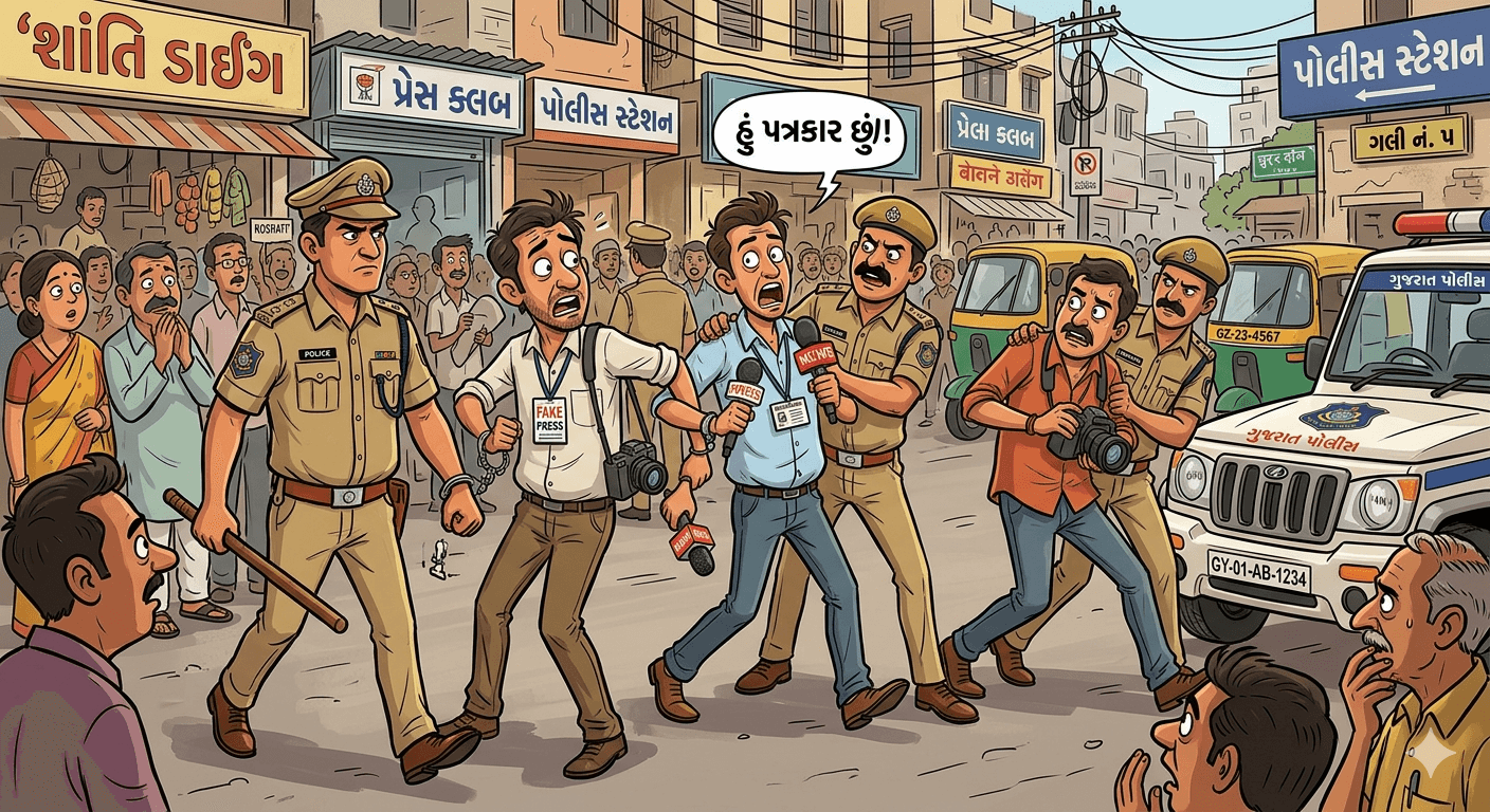 ‘ખબર રાજકોટ ની’ પખવાડિક માધ્યમના સંચાલકોને ઉઠાવી પોલીસે કાયદાનો પાઠ ભણાવ્યો