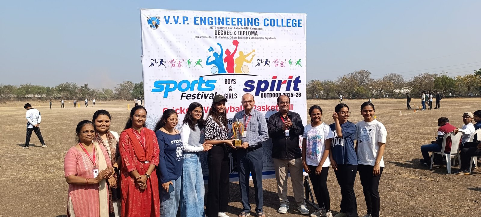 વી.વી.પી. એન્જીનીયરીંગ કોલેજમાં સ્પોર્ટસ ફેસ્ટીવલ આઉટડોર “સ્પીરીટ-ર૦ર૬” યોજાયો