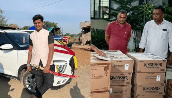ભાજપ નેતાનો પુત્ર ખોટી નંબર પ્લેટવાળી ગાડીમાં દારૂની હેરફેર કરતા ઝડપાયો