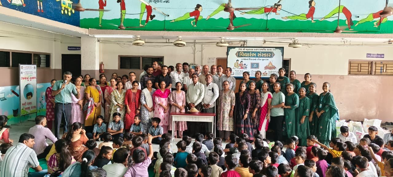 મહારાણા પ્રતાપ શાળાના સ્થાપના દિનની વિદ્યારંભ સંસ્કાર સાથે ઉજવણી કરવામાં આવી