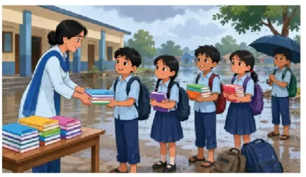 ભારે વરસાદથી પ્રભાવિત થયેલા જિલ્લાની શાળાઓમાં નિ:શુલ્ક પાઠય પુસ્તકો અપાશે